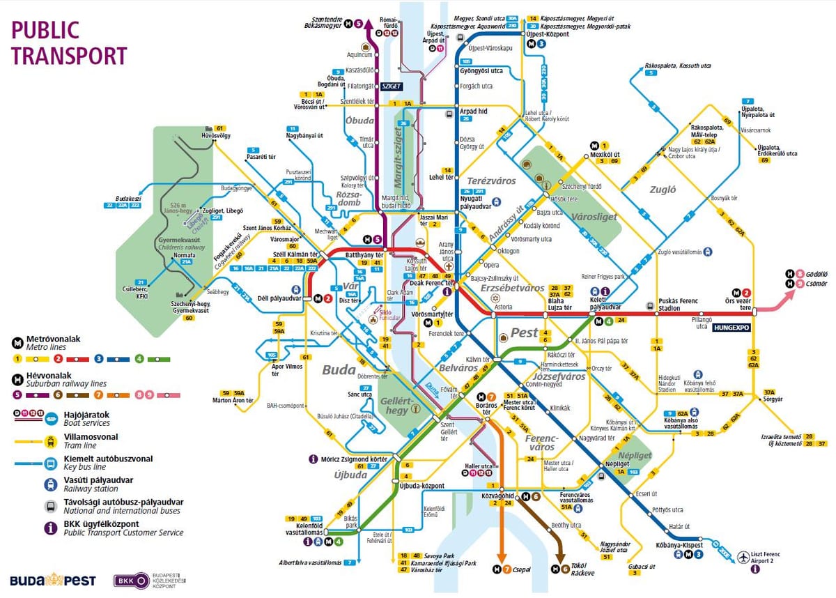 budapešť autobusových linek mapě