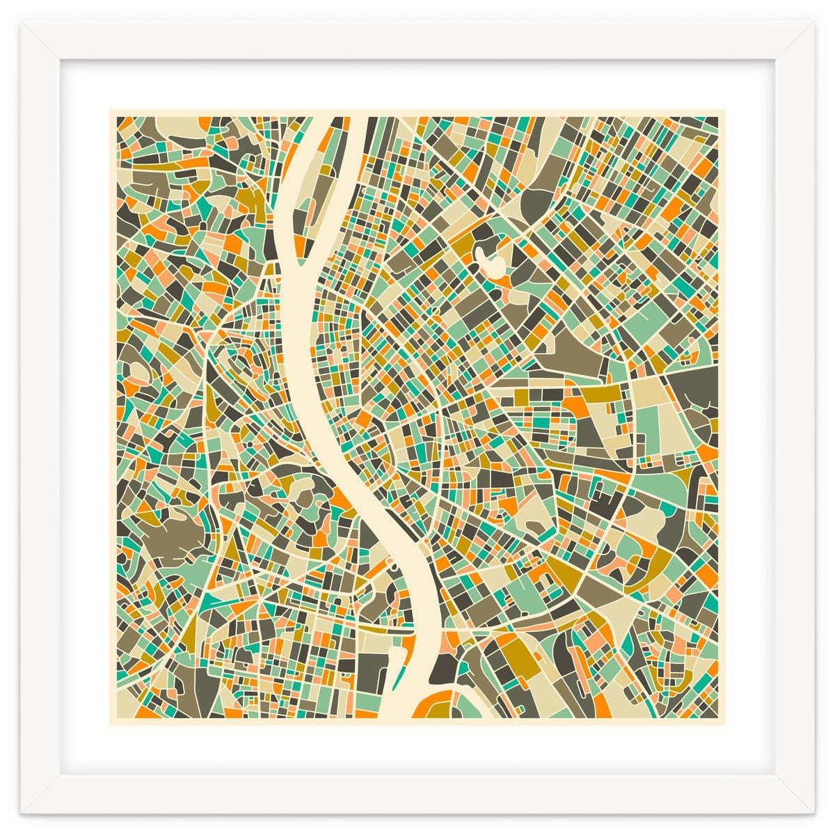 budapešť mapa plakát