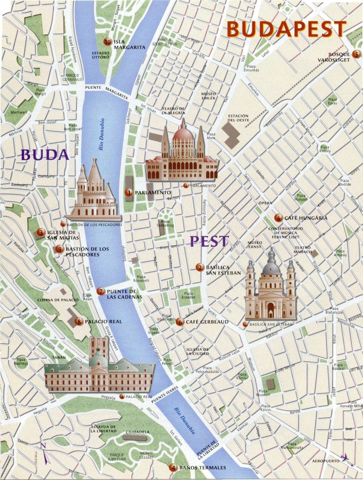 budapešť památky mapě