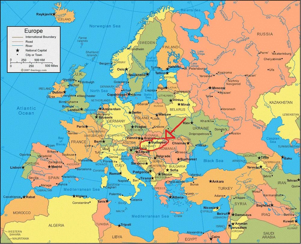 budapešť mapa umístění