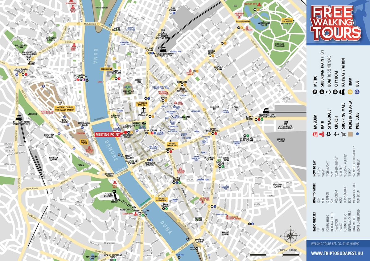pěší prohlídka budapešti mapě