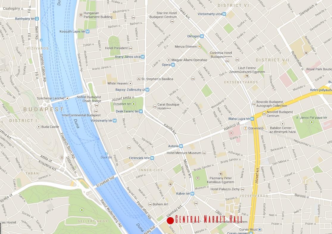 mapa budapešti vánoční trhy