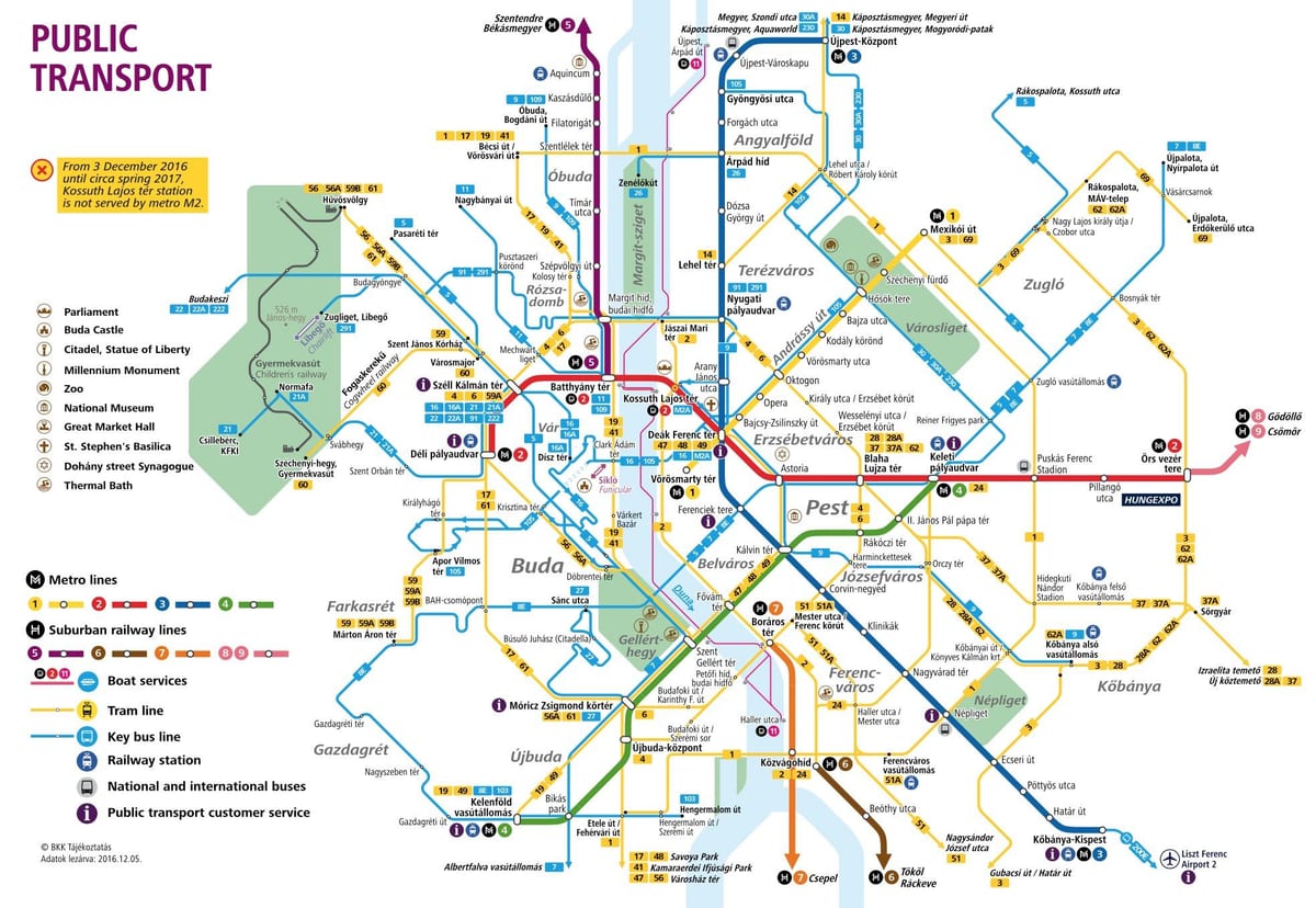 mapa budapešti veřejné dopravy