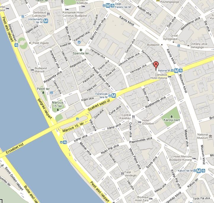 mapa budapest hostel