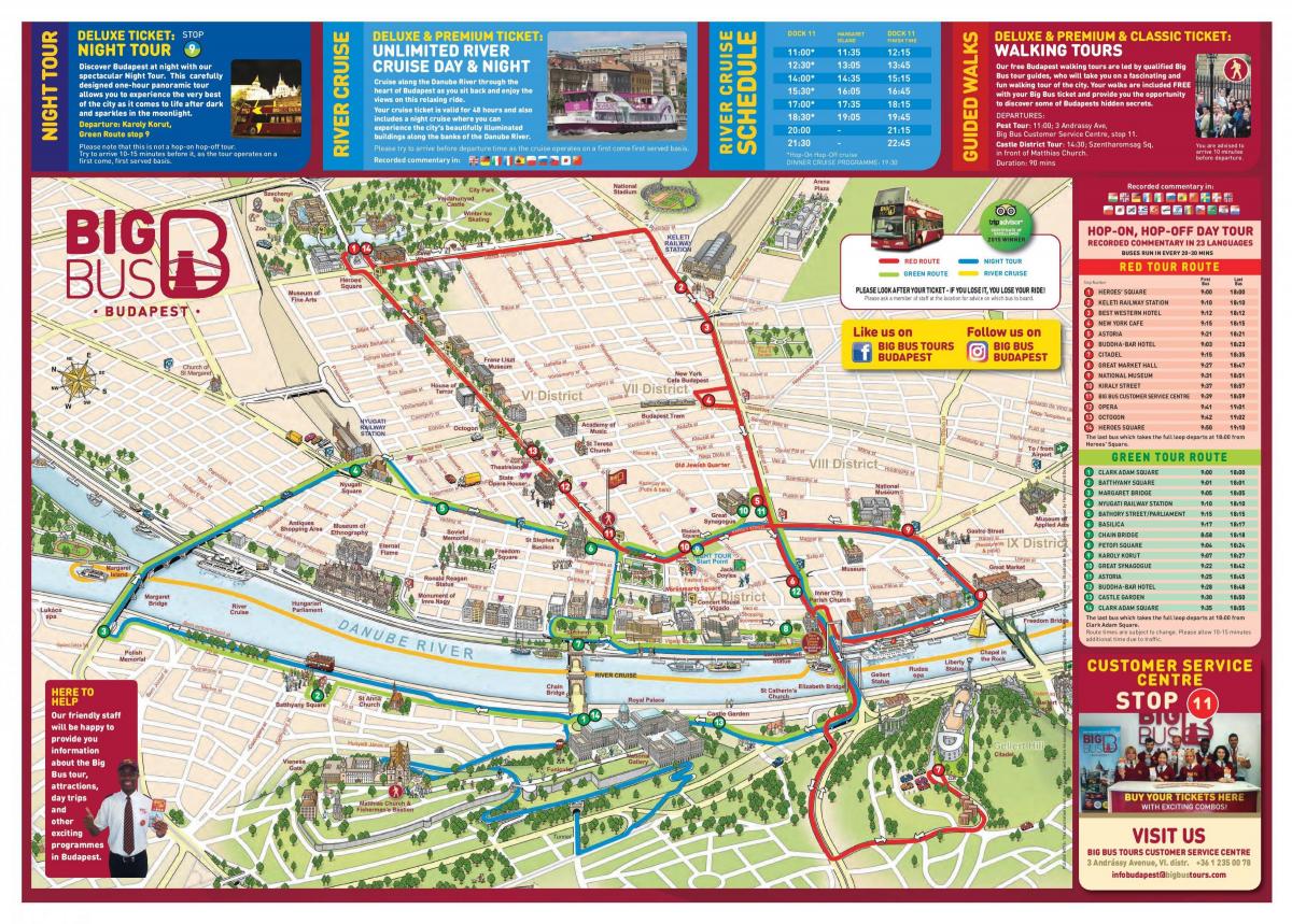 budapešť big bus tour mapě