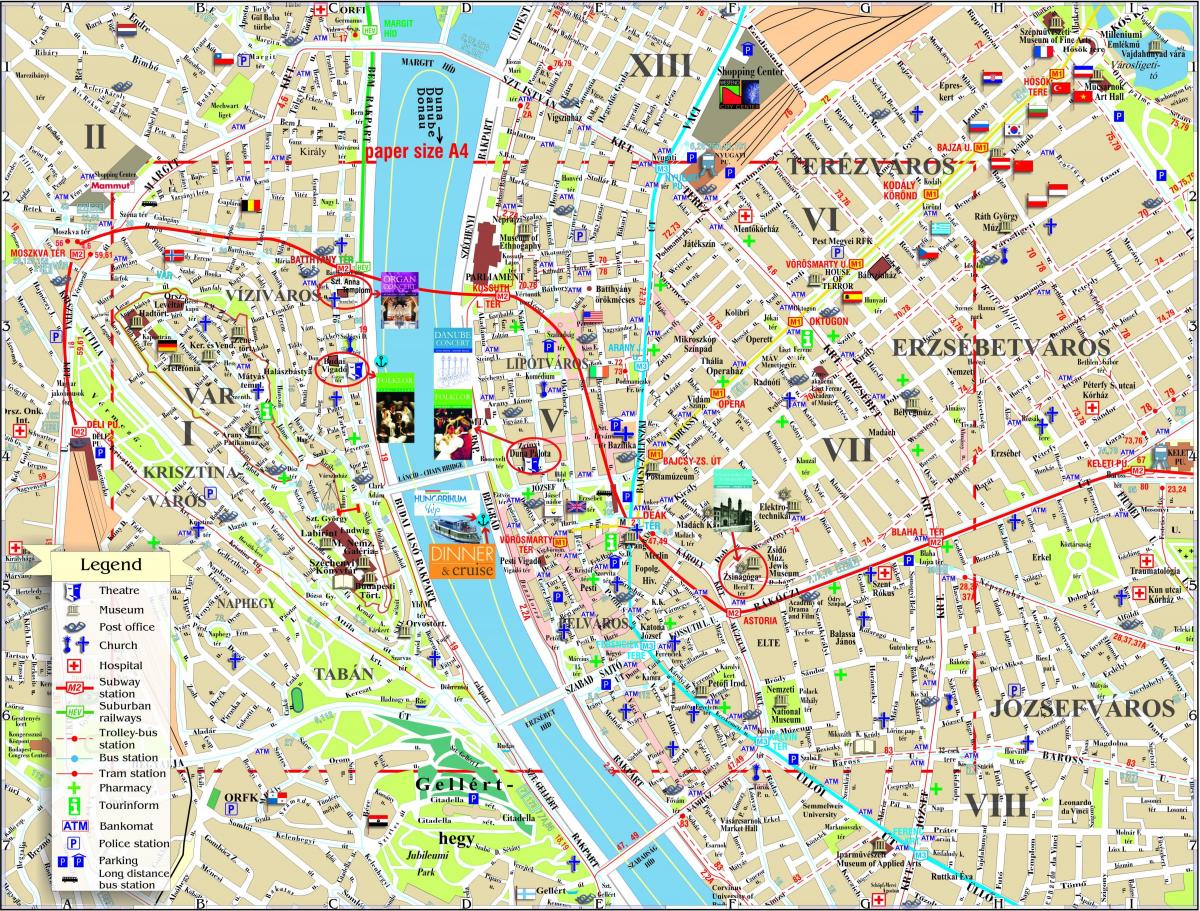 budapest city map s atrakcemi