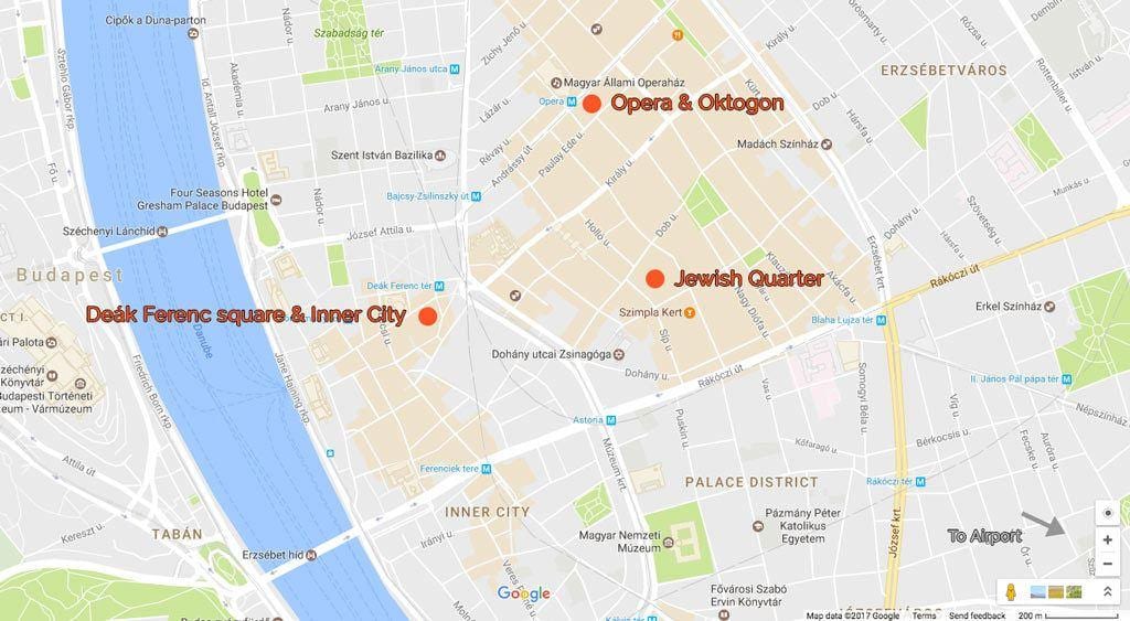 mapa náměstí deak budapest