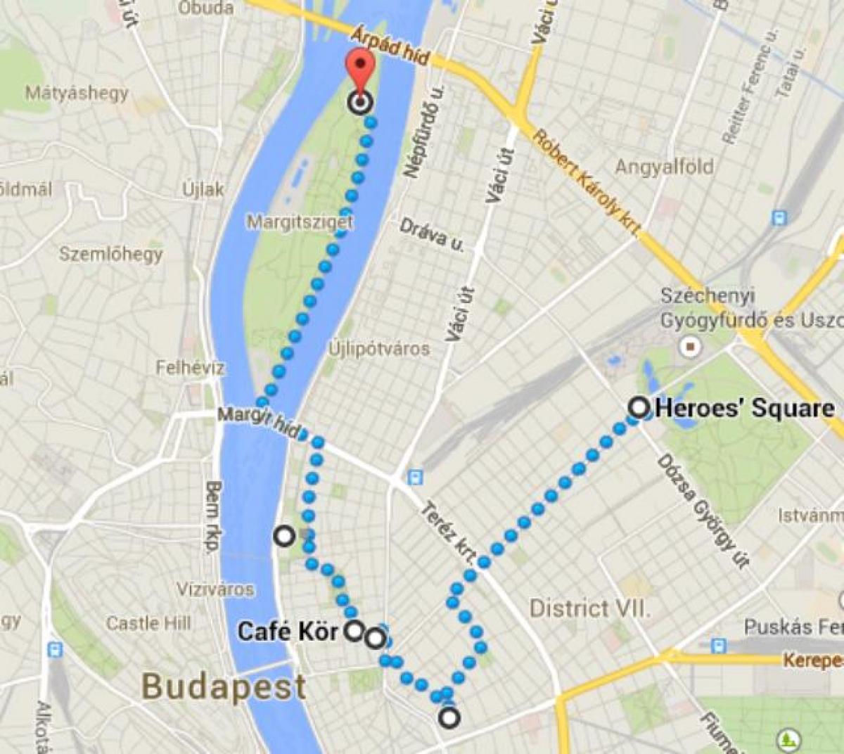 mapa náměstí hrdinů v budapešti