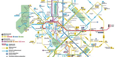 Budapešť autobusových linek mapě