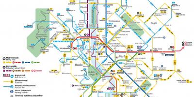 Budapešť autobusových linek mapě
