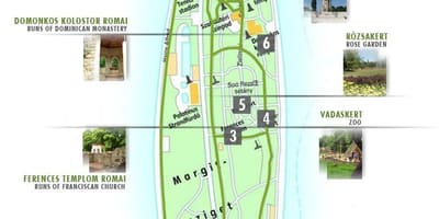 Mapa margaret island v budapešti